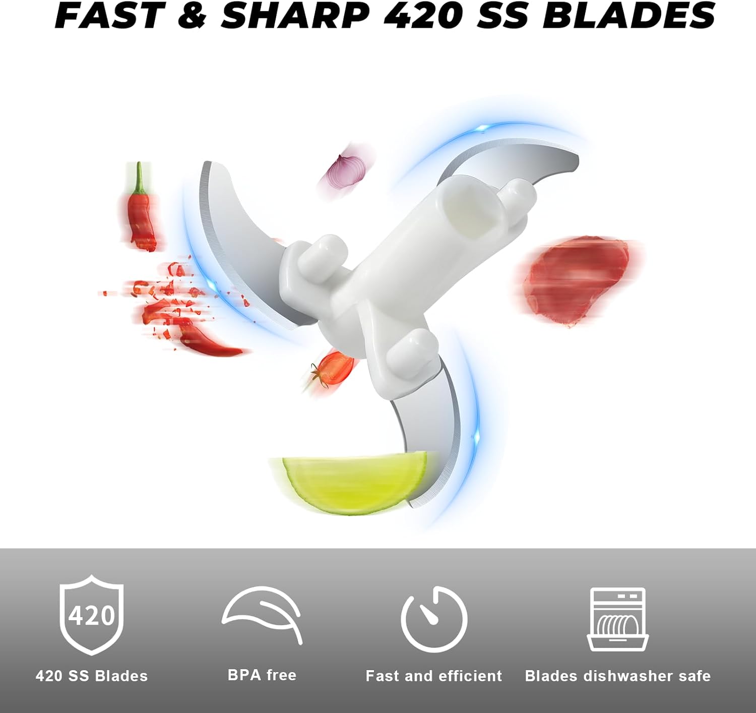 Manual Vegetable Chopper Pull String Food Chopper Sharp Blades Garlic Mincer with Container Onion Cutter for Chili Meat Nuts Herb